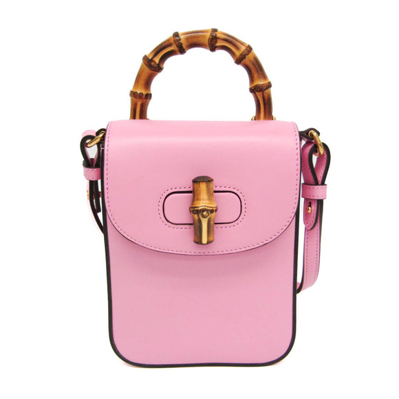 GUCCI Handbags - Gucci Bamboo 702106 Women's Leather Backpack,Handbag,Shoulder Bag Pink